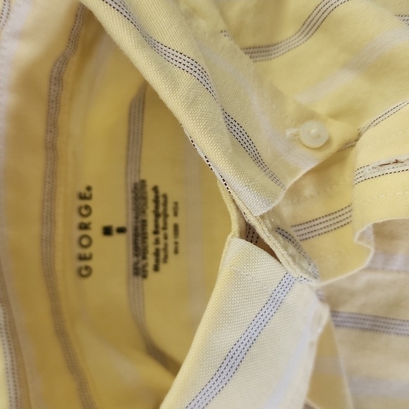 Kids Size M (8) George Yellow Striped and Blue Casual Button Down Shirts - Picture 2 of 4